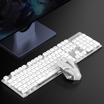 前行者（EWEADN）X7S无线键鼠套装办公键盘鼠标套装低音办公电竞游戏通用台式电脑笔记本可充电键盘 白色白光