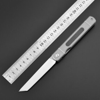 LONSAN户外高硬度折刀野营生产小刀TC4钛合金多用途随身折叠刀 T-1909灰