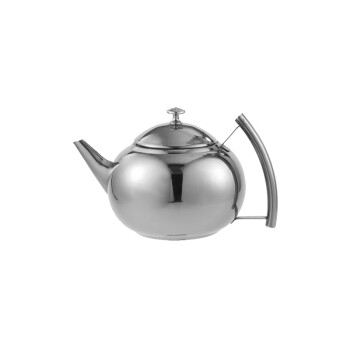 Homeglen 餐厅加厚不锈钢小茶壶饭店专用茶水壶带滤网泡茶壶 银色明珠壶1.5L