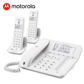 摩托罗拉（Motorola）数字无绳录音电话机 无线座机子母机一拖二 办公家用 通话录音 可扩展子机C7001C（白色）