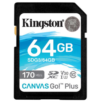 金士顿（Kingston）SD存储大卡 高速佳能相机单反微单内存卡 U3 V30 170M/S SDG3/64G