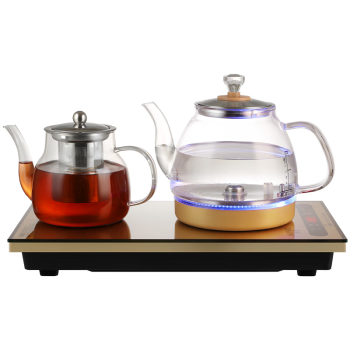 FUNORK全自动底部上水电热水壶烧水壶煮泡茶家用茶台一体机茶桌茶几嵌入式茶具套装 金色保温款