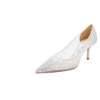 周仰杰（JIMMY CHOO ）  女士白色尖头高跟鞋 LOVE 65 NYT 010 WHITE/CRYSTAL 38