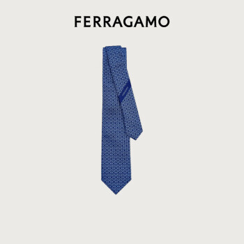 菲拉格慕（Ferragamo）男士蓝色桑蚕丝提花领带 0768436 礼物送男友