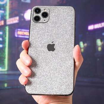 iphone13promax银色,iphone13pro银色实拍 13磨砂闪粉后膜12promax贴纸背膜iphone11手机改色78plus彩膜 银色 3
