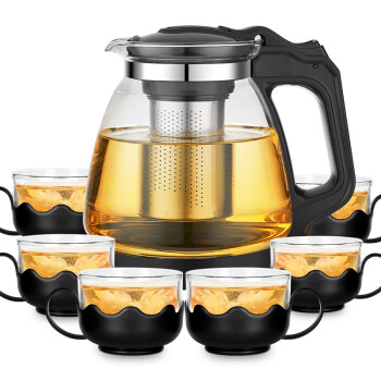 紫丁香茶具整套玻璃茶杯茶壶套装家用办公茶水分离壶泡茶壶礼盒功夫茶具