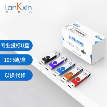兰科芯（LanKxin）2GB USB2.0 U盘 TB108专业投标U盘 公司企业 招标小容量标签无损电脑优盘10个/盒