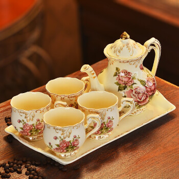 友来福咖啡杯套装英式下午茶杯子红茶杯欧式茶具陶瓷杯碟家用水杯具优雅