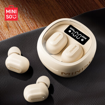 名创优品（MINISO）【数显版】 真无线蓝牙耳机 入耳式运动降噪耳机超长续航游戏音乐 适用于苹果安卓 MCT10云岩白
