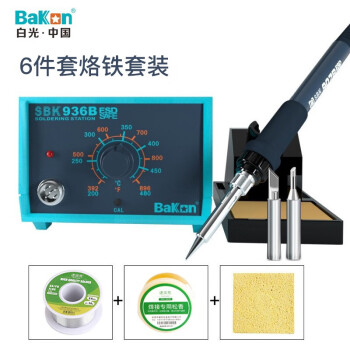 BAKON可调温焊台恒温电烙铁套装65W功率学生家用电子维修焊接台SBK936B SBK936B套装6件套