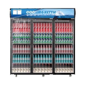 雪族COOKING KETTLE展示柜冷藏大容量饮料柜冰柜商用保鲜超市玻璃门冰箱风冷无霜三门立式啤酒柜