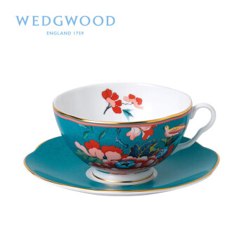 WEDGWOOD威基伍德 嫣红牡丹绿色杯碟组 骨瓷茶具咖啡具礼盒一杯一碟