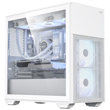 爱国者 W10 白色 支持MATX主板/顶置360水冷位/钢化玻璃侧板 中塔式电脑机箱【3面防尘网/多面散热孔】