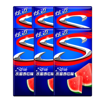 炫迈（Stride）无糖口香糖 水蜜西瓜味28片(50.4g)*6盒 休闲零食糖果美味持久