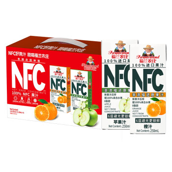 福兰农庄 NFC混合果汁250ml*10盒（5瓶橙汁+5瓶苹果汁） 纯鲜榨果汁 饮料 儿童饮料 欧洲进口 礼盒装