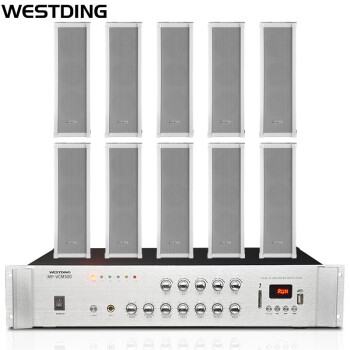 威斯汀（WESTDING) 5分区控制定压功放 防水壁挂音柱 音响套装 公共广播背景音乐音箱ZH3020X10+MP-VCM500