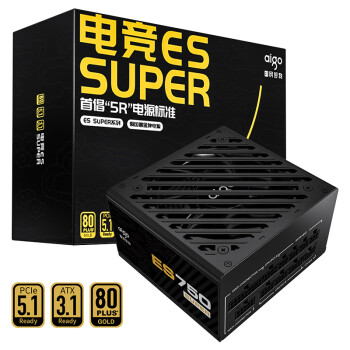 爱国者（aigo）电竞ES SUPER 750W 金牌全模组 黑色 台式机电脑主机电源 ATX3.1/全日系电解电容/ECO智能启停