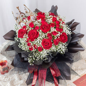 花旺鲜花速递11枝红玫瑰真花束生日礼物送女友送老婆同城配送|AA06