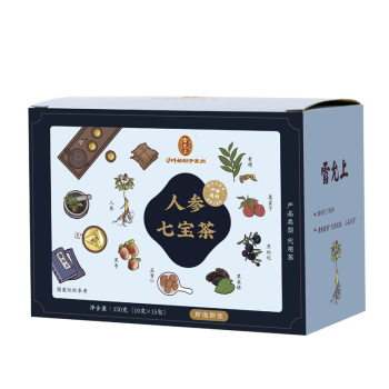 雷允上 养生茶人参七宝茶 人参五宝茶桑葚黄精黑枣 黑枸杞 150g/盒  