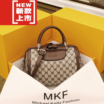 包印花手提单肩斜挎包欧美女包bags mkf卡其/啡色【图片 价格 品牌