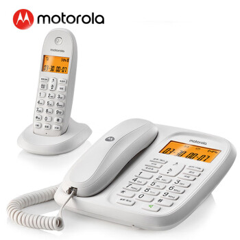 MOTOROLA摩托罗拉 数字无绳电话机 无线座机 子母机一拖一 办公家用 中文显示 双免提套装CL101C(白色)RH.