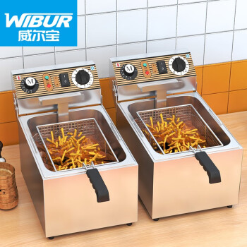威尔宝WIBUR 电炸炉油炸锅商用大容量立式炸鸡排机器油条机炸薯条带定时电炸锅 W-G-EF-171（17升单缸）