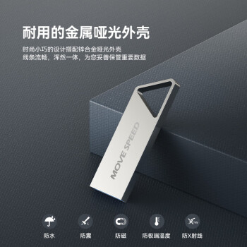 移速（MOVE SPEED）4GB U盘 USB2.0 铁三角系列 银色 招标投标u盘 金属迷你车载电脑两用优盘