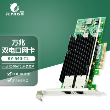 昆鱼（FLYBISH) intel X540AT2芯片PCI-E X8万兆双口服务器网卡X540-T2双电口支持10G/1000M/100M/10M