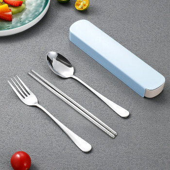 尚菲优品 不锈钢筷子勺子叉子餐具套装 创意便携式筷勺4件套 SFYP034