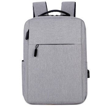 赛尔娜双肩包男士商务电脑包旅行书包usb运动休闲背包 灰色
