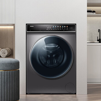 海尔滚筒洗衣机全自动 10公斤大容量洗烘一体机 直驱平稳低噪 智能投放 空气洗护衣 EG100HPLUS7SU1