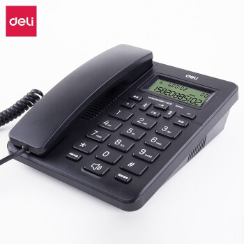 得力（deli) 33490 电话机座机 固定电话 办公家用 免提通话 大字按键 来电显示 黑