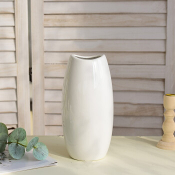 行湘 白色陶瓷花瓶客厅摆件花瓶花艺室内装饰水培植物富贵竹花瓶花器创意简约 鹅蛋款（大号）