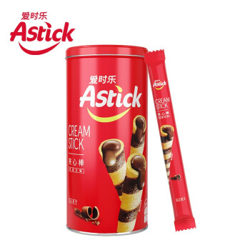 爱时乐(Astick) 巧克力味夹心棒(注心饼干）休闲零食小吃蛋卷 150g罐装（新老包装随机发货）