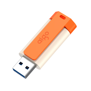 爱国者（aigo）64GB USB3.2 U盘 U332 背夹式 伸缩优盘 年轻双色好搭配 活力橙