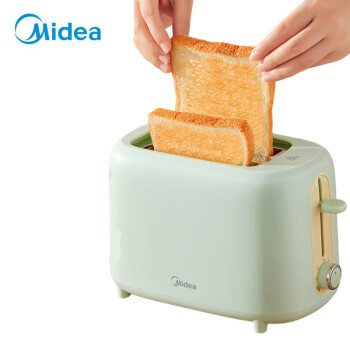 美的（Midea）多士炉面包机烤三明治面包片机全自动家用不锈钢内胆2片吐司机6档烘烤 MT-E1301