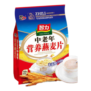 智力 中老年麦片700g (35g*20袋)无添加白砂糖营养早餐代餐即食燕麦片