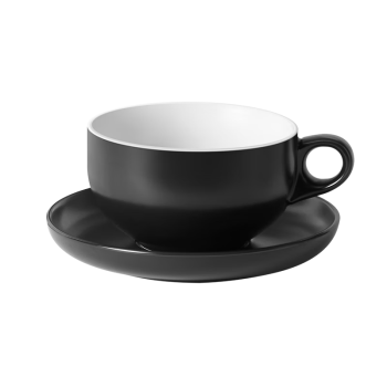 SIMELO施美乐咖啡杯拉花杯陶瓷杯拿铁杯下午茶大口径杯碟套装曼特宁黑