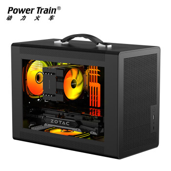 动力火车（PowerTrain）未知玩家P60黑色ITX机箱typeC台式电脑MATX桌面便携式手提侧透玻璃主机外壳 支持显卡长度350MM