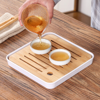 拜杰密胺茶盘 茶台沥水茶托盘家用功夫茶具配件茶海沥水托盘 小四方型