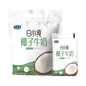 君乐宝（JUNLEBAO）白小纯透明袋 椰子风味牛奶 180mL*6袋装 健康营养早餐
