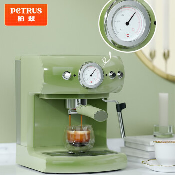 柏翠（petrus） PE3606 咖啡机家用小型意式复古半自动19Bar泵压式浓缩蒸汽打奶泡机