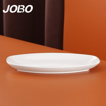 巨博（JOBO）商用密胺平头鱼盘10英寸24cm 长方形盛鱼盘子 白色1个装10个起售
