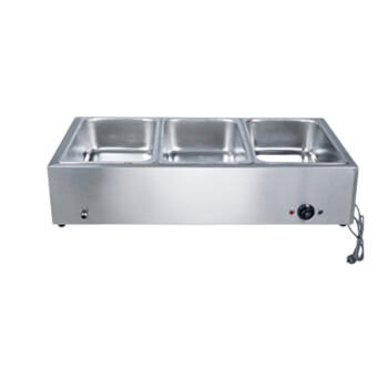 苏勒    快餐保温台不锈钢售饭台商用台式小型电加热多功能保温汤菜池厨房   3格3盒（含汤盆、盖子）