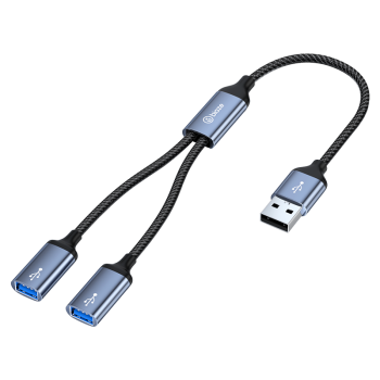 毕亚兹 USB一分二多口转换器扩展器充电鼠标键盘U盘转接头华为MateBook14电脑13笔记本