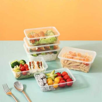 联钢（LETGANT）食品餐盒饭盒带盖打包盒熟食塑料碗长方形保鲜水果盒（500个装）