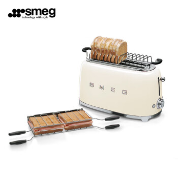 SMEG TSF02 进口复古面包机 营养早餐 家用多功能多士炉 烤三明治烘焙面包片吐司机 4片式-奶白色  