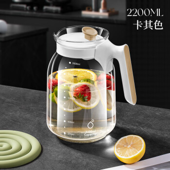 圣比德 水壶 夏季玻璃凉水壶 2.2L冰箱冷水壶泡茶壶单个水壶 DE