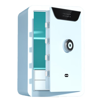 得力保险柜 家用指纹密码保险箱隐私保密柜 可入墙入柜时尚多功能收纳储物柜 60cmAE392-Z天蓝色