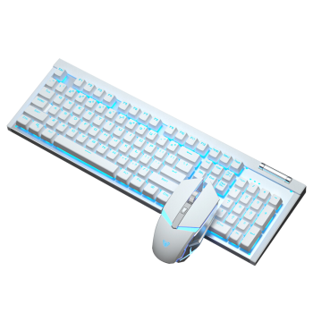 狼蛛（AULA）T610无线键鼠套装 机械手感键盘鼠标 可充电 游戏背光键盘 笔记本电脑键盘 白色冰蓝光